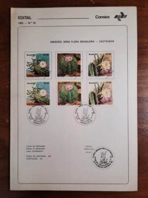 Edital Correios 1983 - Nº 25 - RHM C1351 a C1353 - Flora Brasileira - Cactáceas (Com Selos e Carimbos CBC) 21/09/1983
