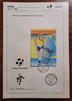 Edital Correios 1990 - Nº 13 - Bloco RHM B86 - XIV Campeonato Mundial de Futebol - Itália - 12/05/1990