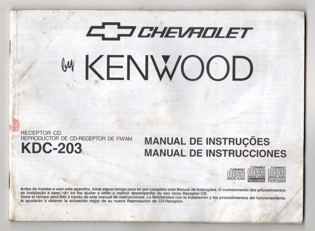 | Casa do Colecionador Manual de Operação - Radio - CD Player - Kenwood KDC-203 - Linha Chevrolet
