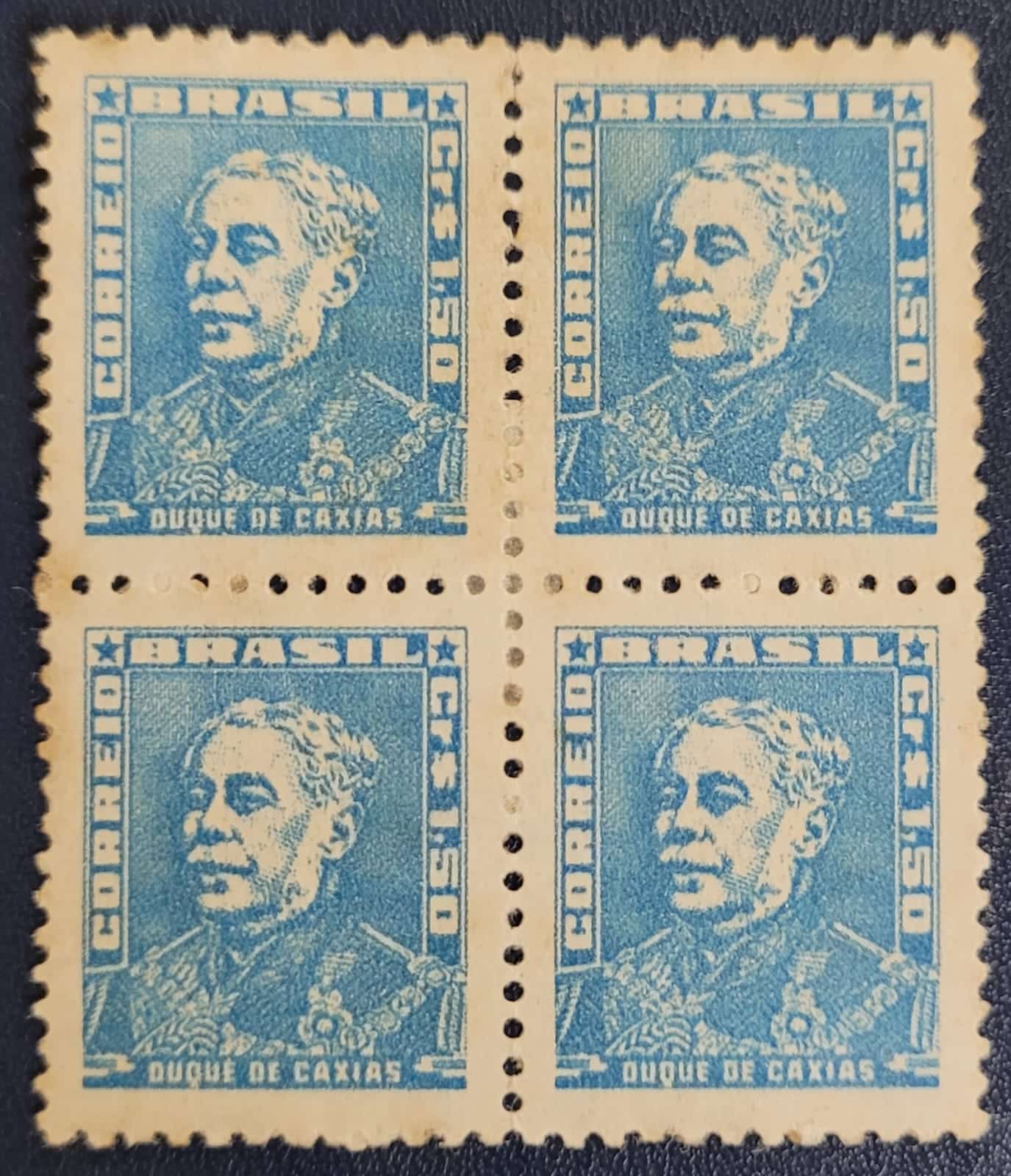 | Casa do Colecionador Regulares - RHM 499 (Quadra) CR$1,50 Série Bisneta - Vultos Celébres da História do Brasil - Duque de Caxias - 01/10/1954 (Selos do Brasil)