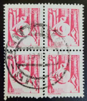 Regulares - RHM 560 (Quadra com Carimbo) Profissões Nacionais - Seringueiro - 01/07/1976 (Selos da República)