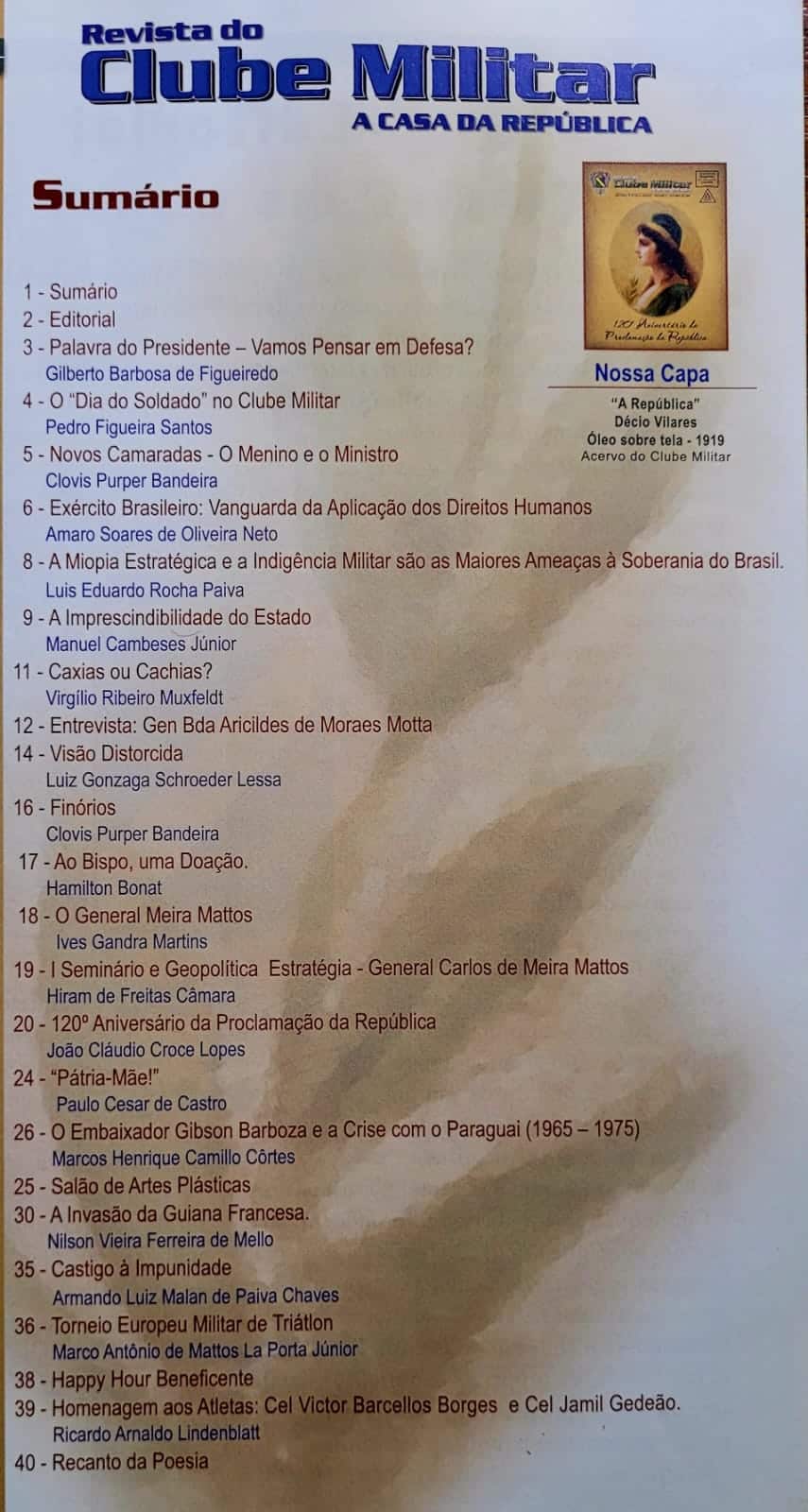 | Casa do Colecionador Revista do Clube Militar Nº 434 - 120º Aniversário da Proclamação da República (2009)