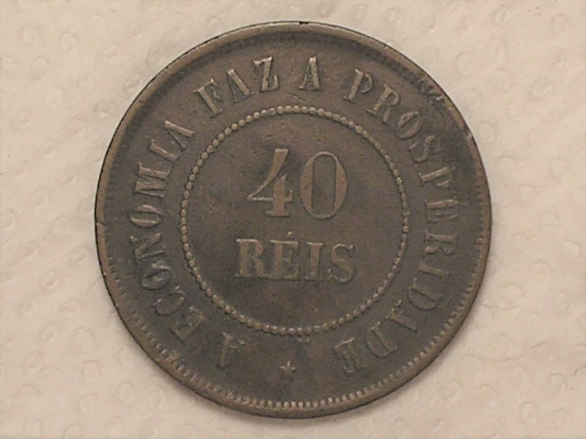 | Casa do Colecionador - 40 Réis - 1897 ... Em Bronze / Mbc / Cod. 720.2