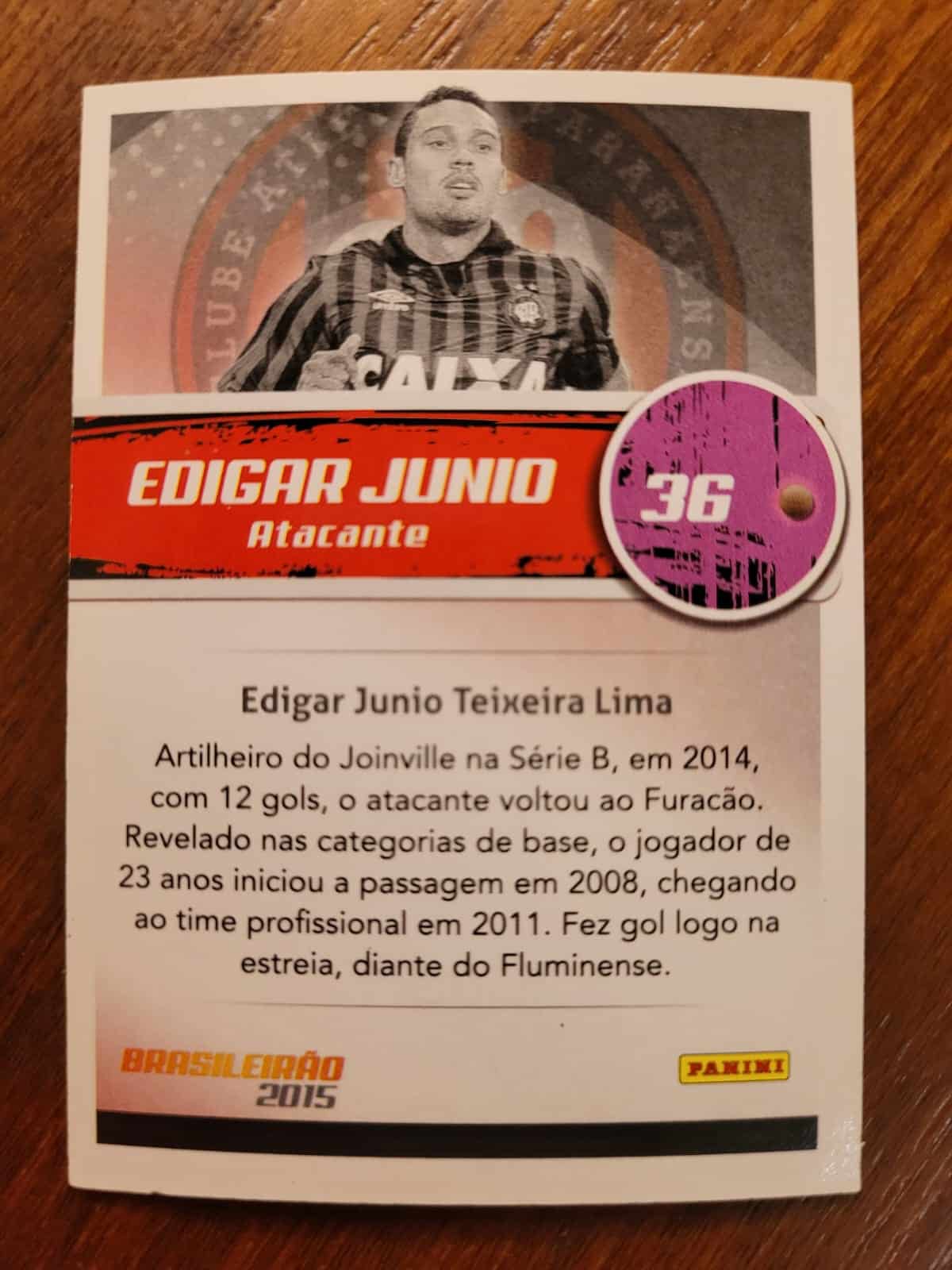 | Casa do Colecionador Card Brasileirão 2015 - Nº 036 - Edigar Junio - Clube Atlético Paranaense