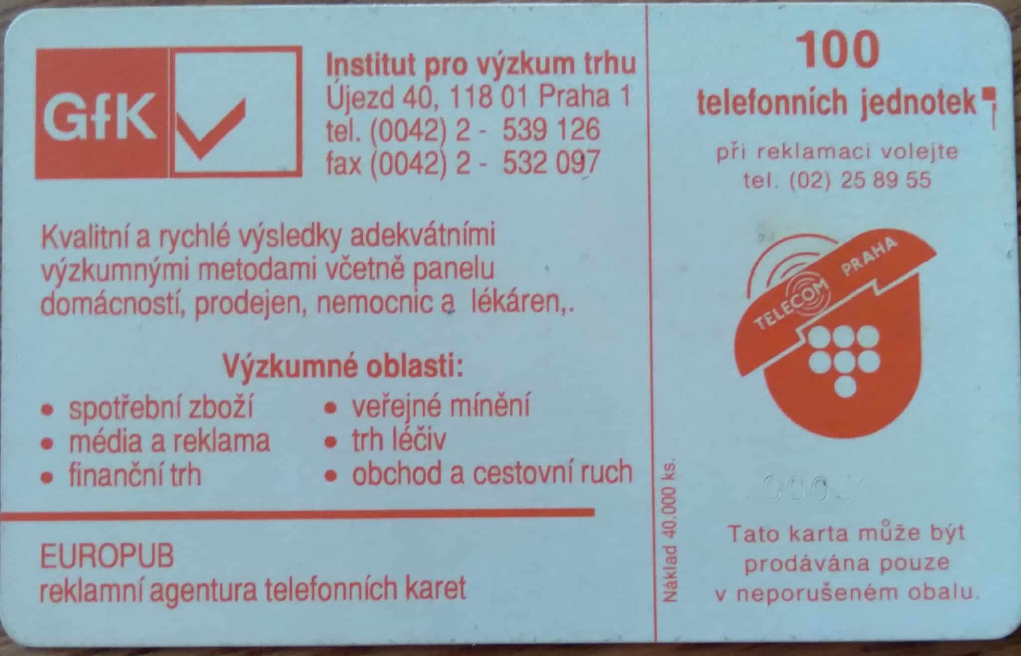 | Casa do Colecionador Cartão República Tcheca Telecom Praha / Rádio Europa 2.