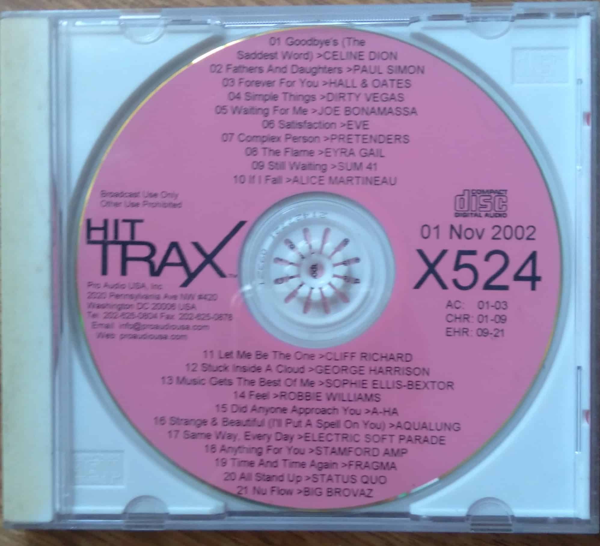 | Casa do Colecionador Cd Promo Pro Audio USA Hit Trax X524 / Celine Dion Paul Simon Eve Status Quo.
