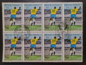 Comemorativos - RHM C0658 (2 Quadras com CBC e CPD) Milésimo Gol do Pelé - 28/11/1969 (Selos do Brasil)