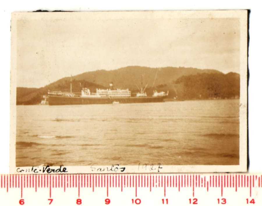 | Casa do Colecionador Fotografia Antiga Navio Conte Verde entrando no Porto de Santos - 1927