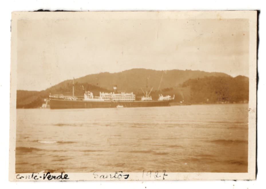 | Casa do Colecionador Fotografia Antiga Navio Conte Verde entrando no Porto de Santos - 1927