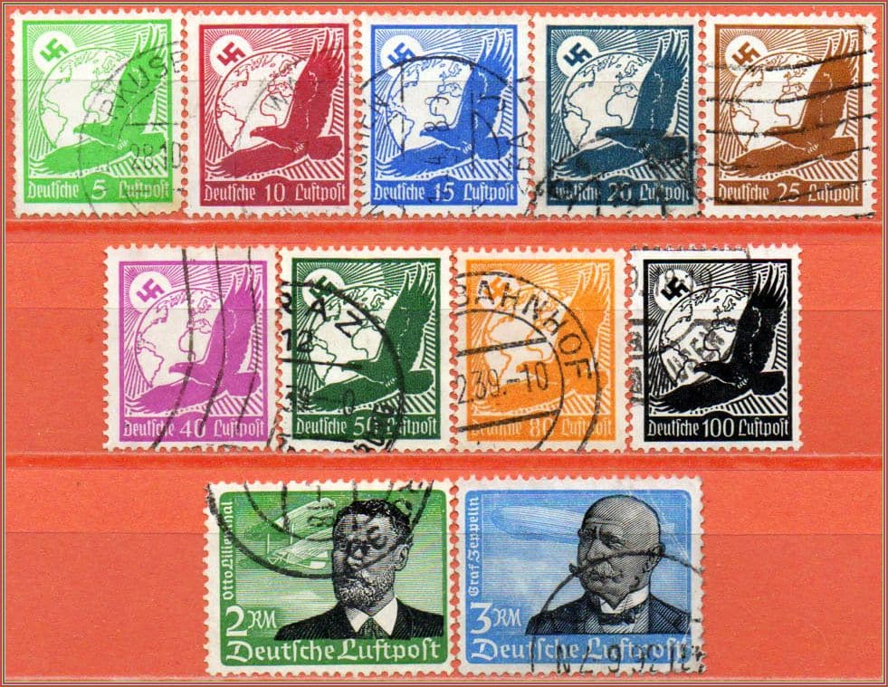 | Casa do Colecionador Alemanha Reich Aereos 1934 S Completa Mi 529 A 539 C Eu5247