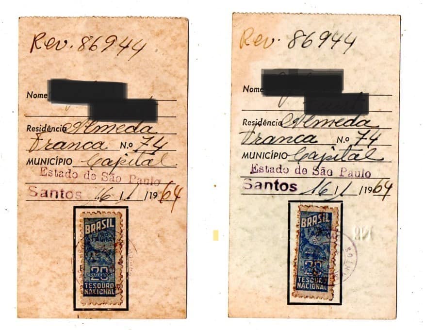 | Casa do Colecionador Antiga Ficha de Caçador e Pescador - Anos 60