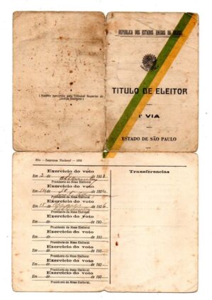 Antigo e Raro Titulo de Eleitor - Emitido em 1933