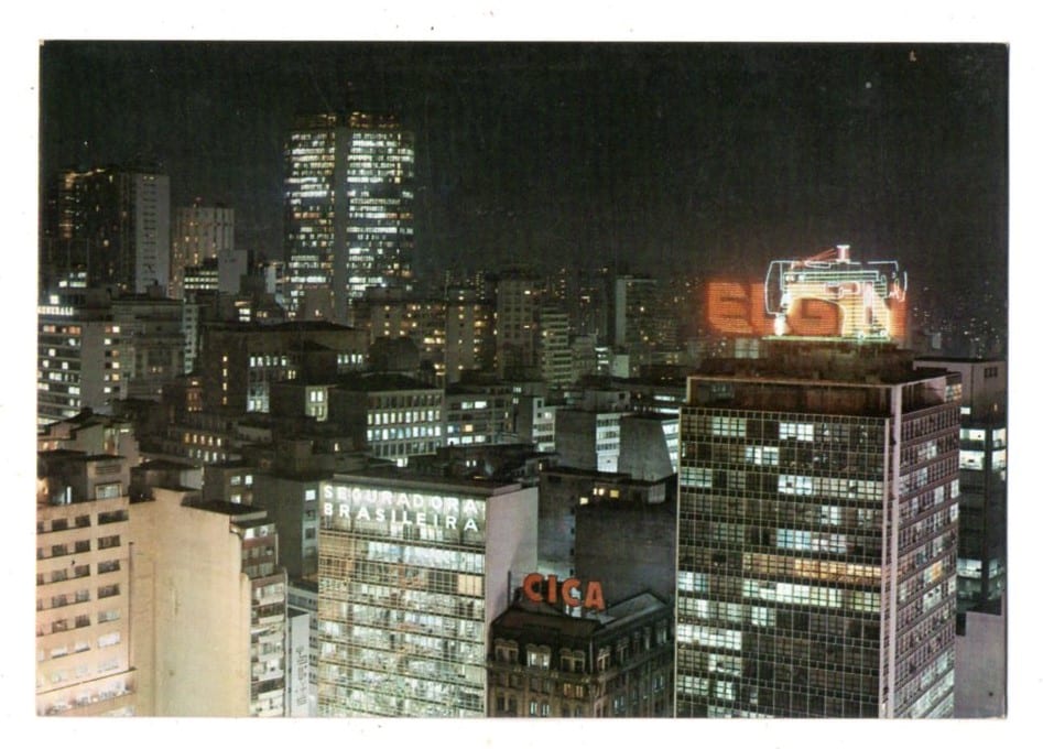 Cartão Postal - Vista Noturna da Cidade de São Paulo - Anos 70
