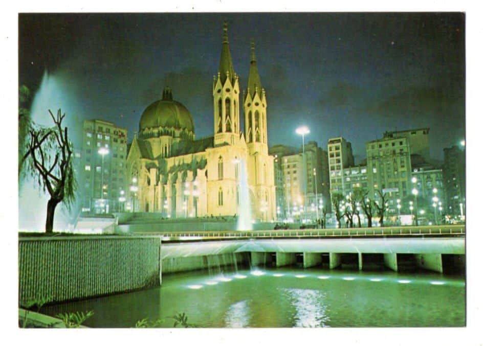 Cartão Postal - Vista Noturna Praça da Sé - São Paulo - Anos 70