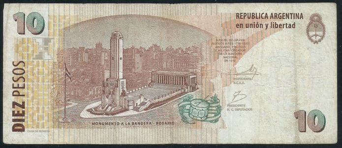 | Casa do Colecionador Cédula 10 Pesos Argentinos - Bem Conservada - Circulada