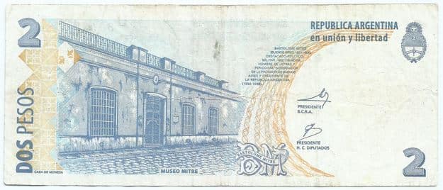 | Casa do Colecionador Cédula Argentina Circulada 2 Pesos "Bartolome Mitre"