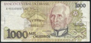 Cédula Brasil 1000 Cruzeiros - Cândido Rondon - Circulada - Boa Conservação