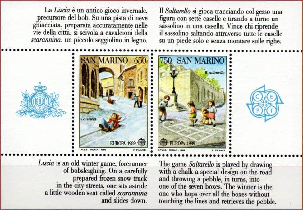 | Casa do Colecionador São Marinho - Europa - Jogos infantis - 1989 - Bloco