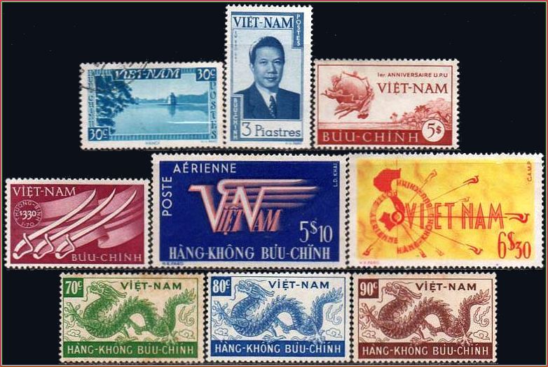 | Casa do Colecionador Vietnã (França) - 1951 a 1953 - Acumulação com 9 selos