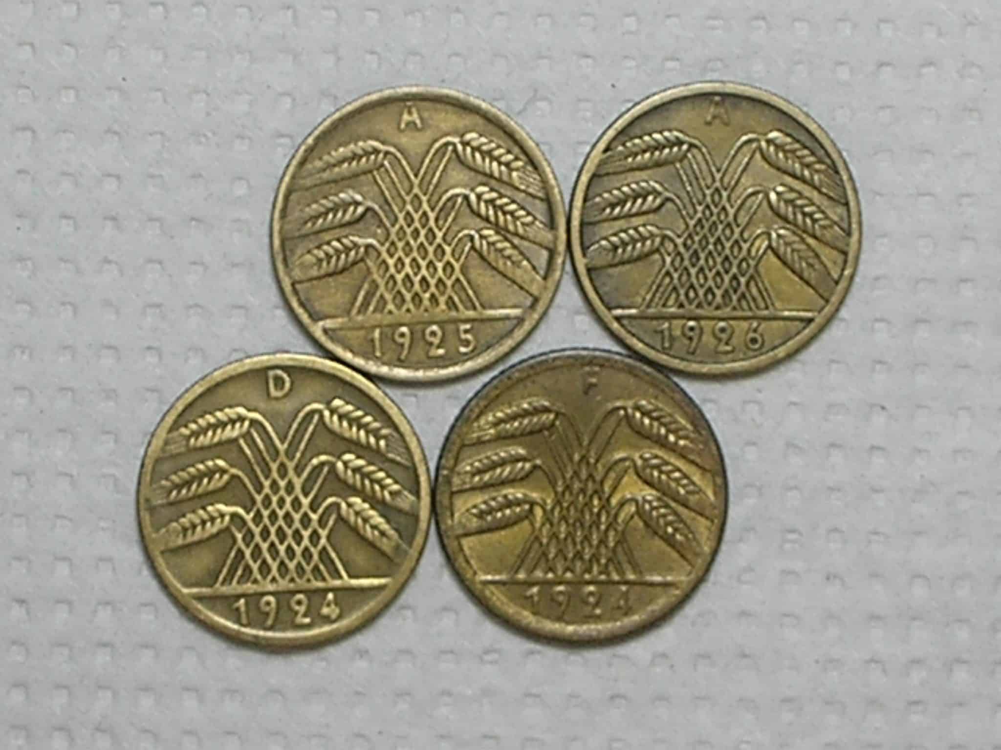 | Casa do Colecionador Alemanha 5 Reichspfennig 1924 D F 1925 A 1926 A Bz Al Box39