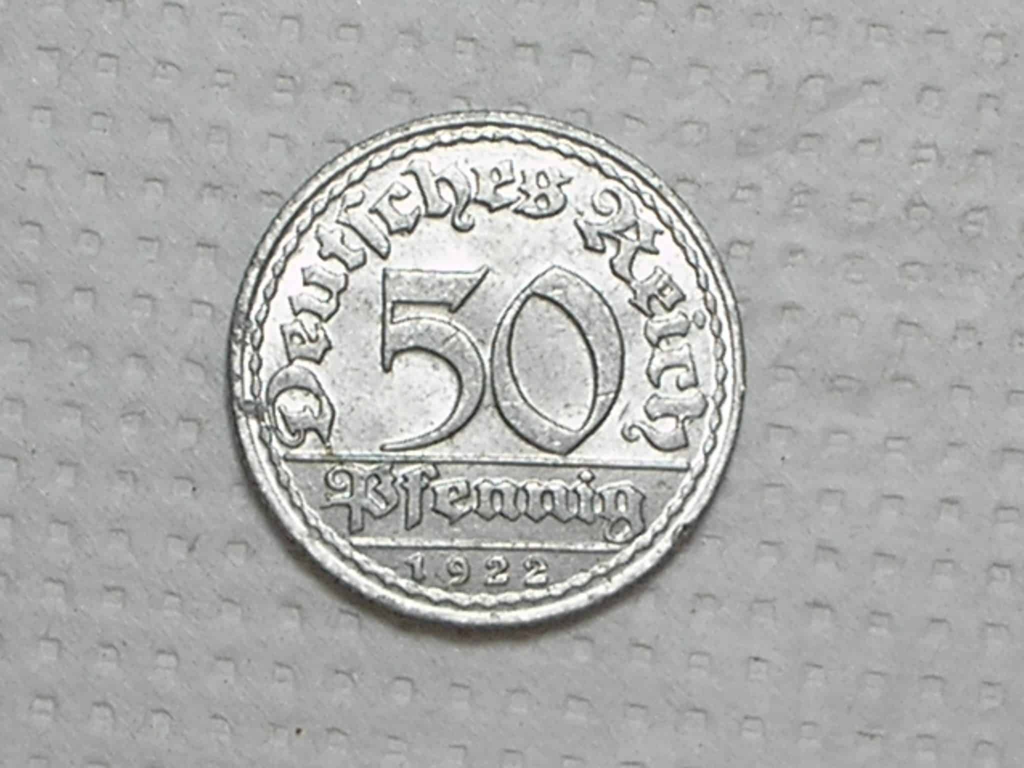 | Casa do Colecionador Alemanha 50 Pfennig 1922 D Weimar Republic Al Flor De Cunho 23mm Box39