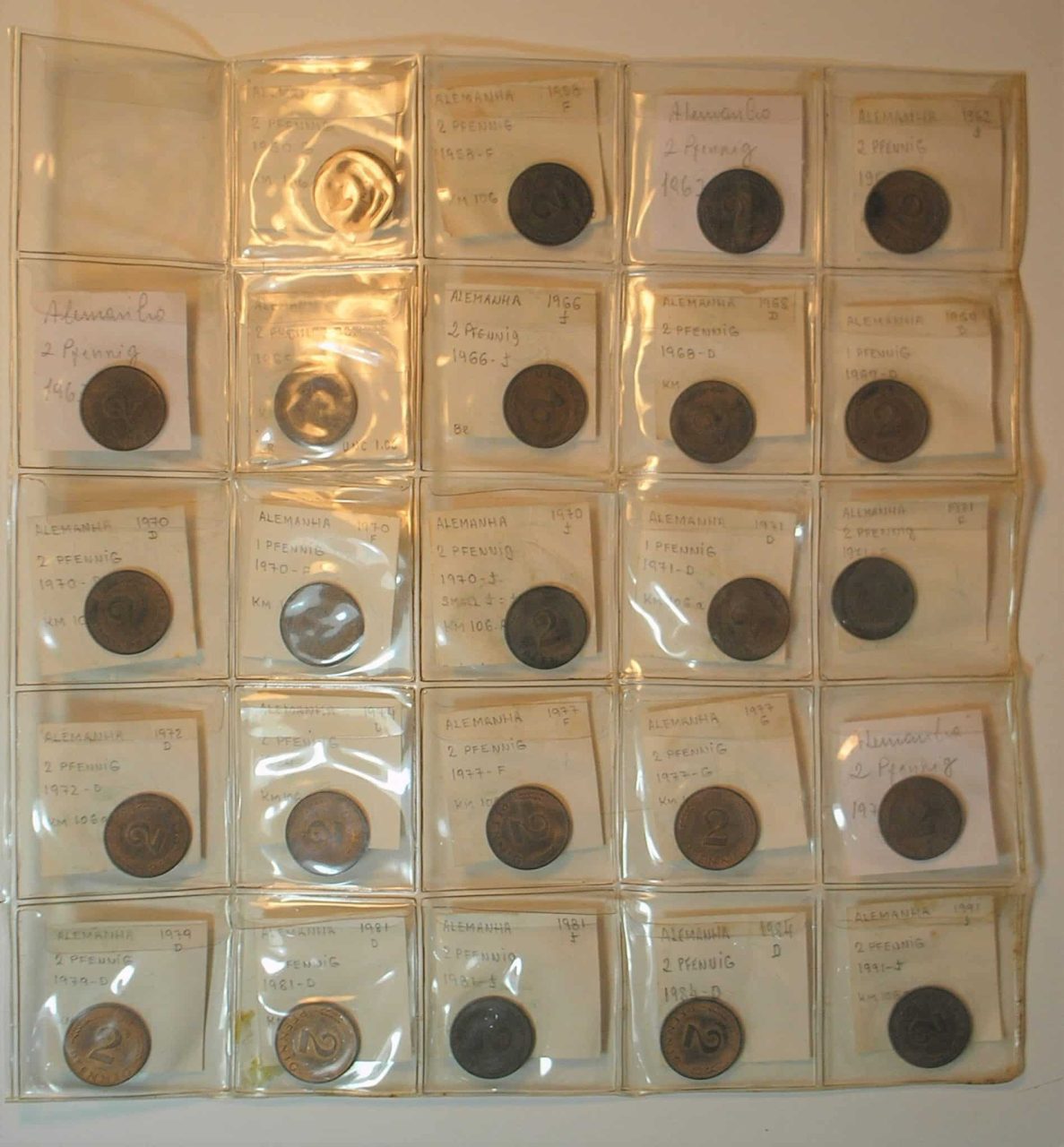 | Casa do Colecionador Alemanha Colecao 2 Pfennig 24 Moedas Datas Na Descricao M400