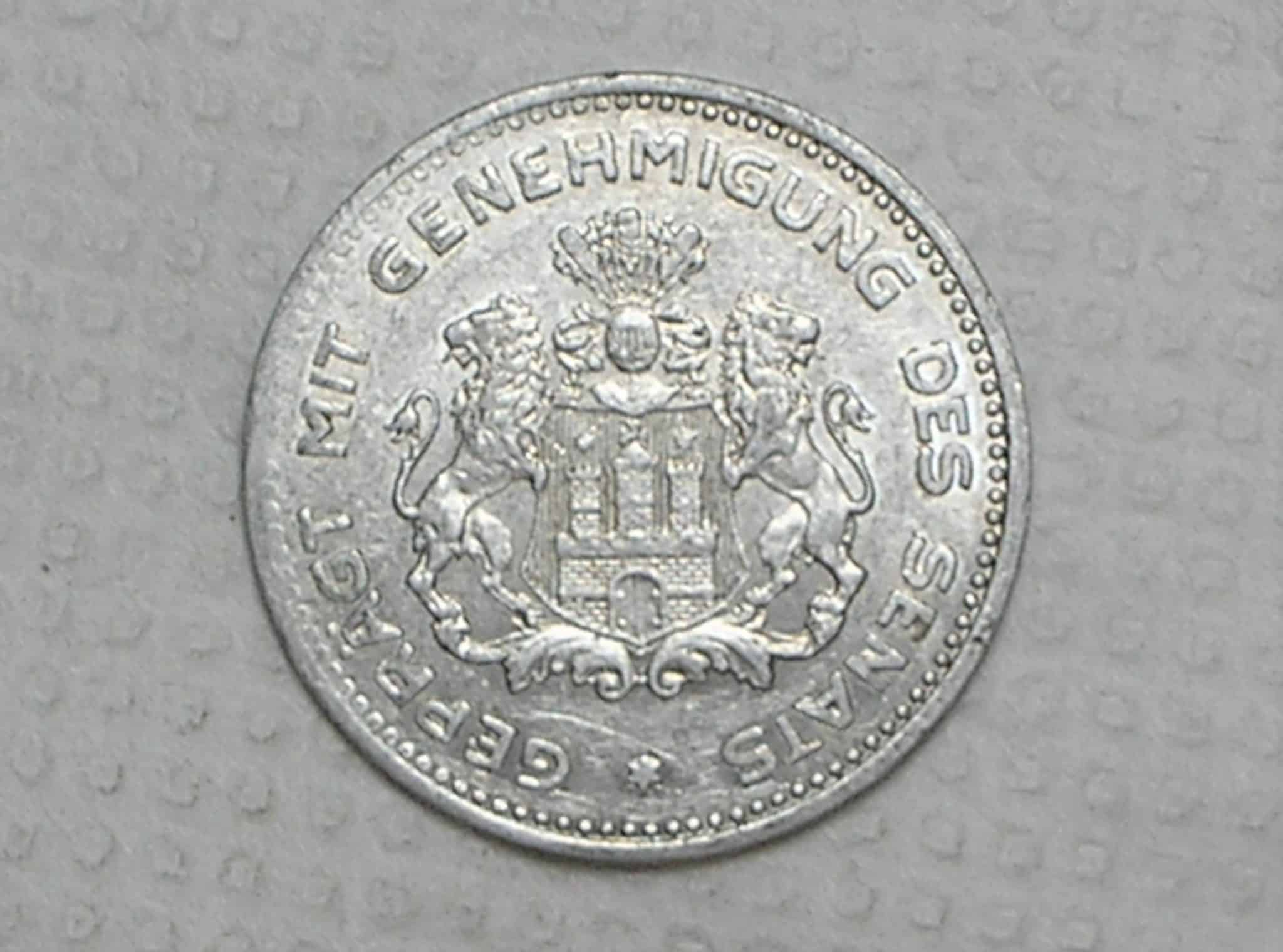 | Casa do Colecionador Alemanha Moeda De Banco Particular 1 10 Verreghnungs Marke 1923 Hamburgische Bank Soberba Box32 2