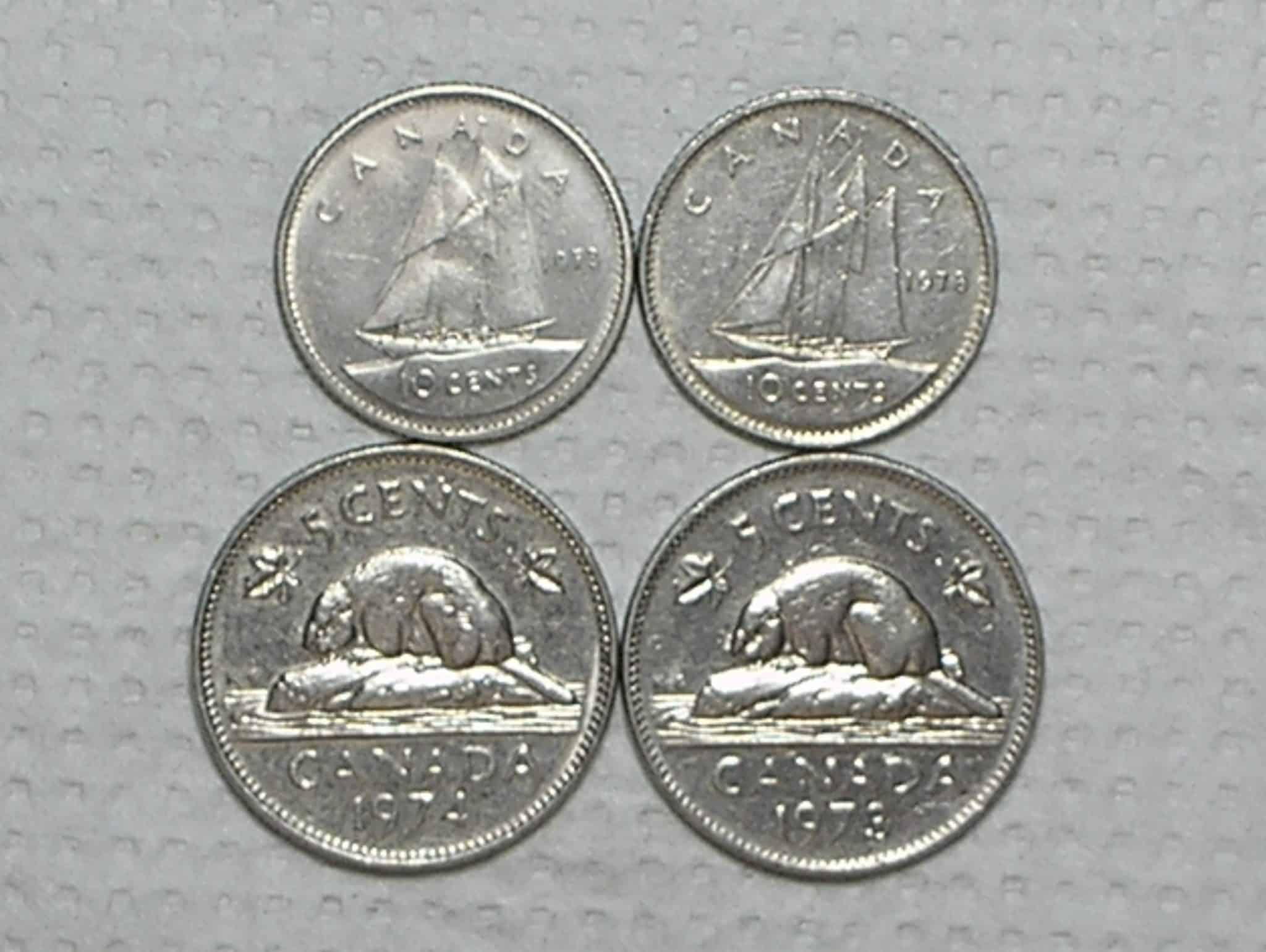 | Casa do Colecionador Canada) 5 Cents - 1973/1976 + 10 Cents - 1973/1978 / Ni / box39