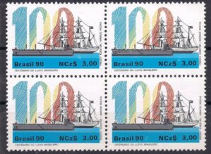 Filatelia - Selo Brasil - Quadra - Lloyd Brasileiro - 1990 - Novo - Selos Postais