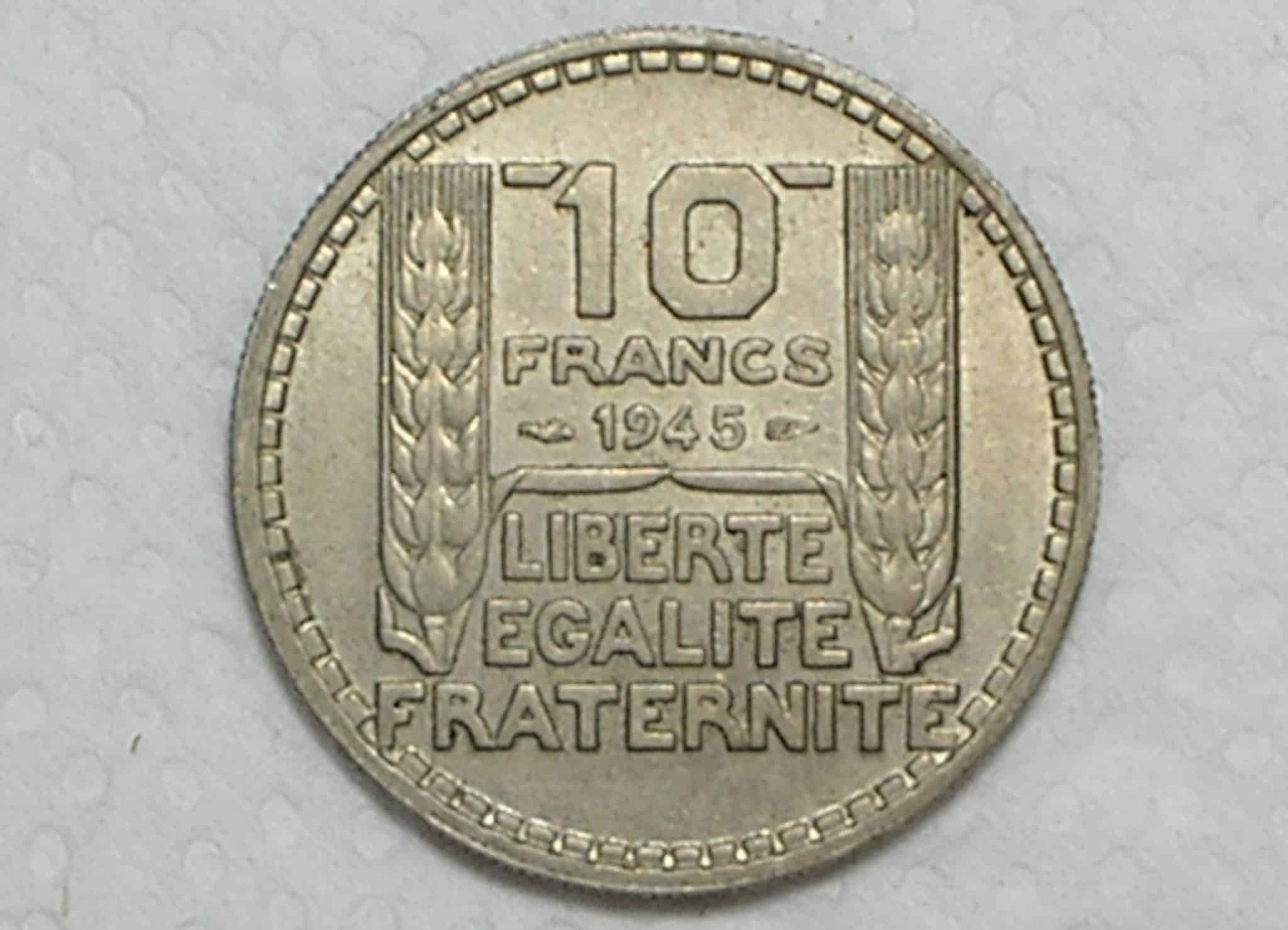 | Casa do Colecionador França) 10 Francs - 1945 - Long Leaves / Co/Ni / Sob / box35
