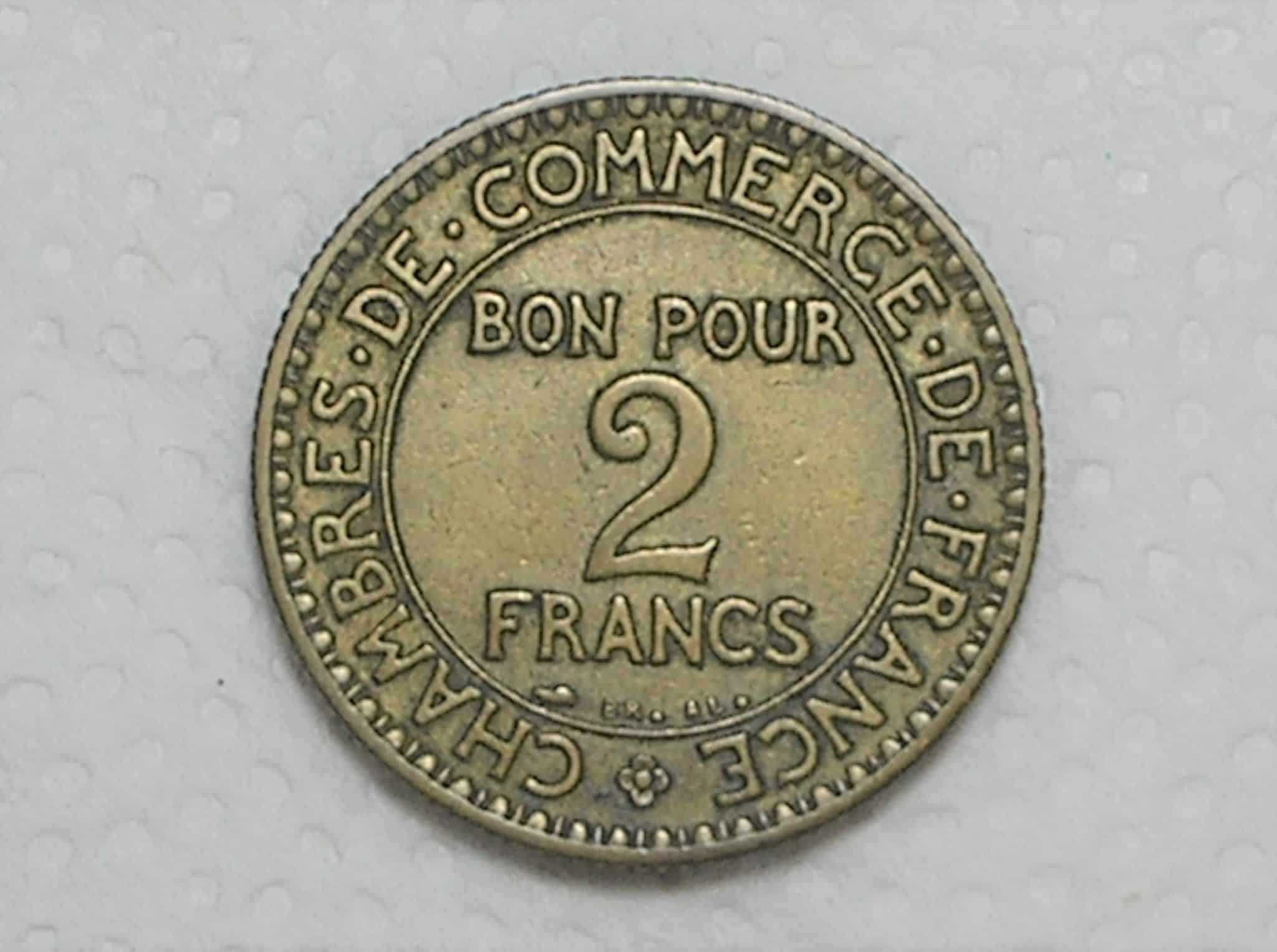 | Casa do Colecionador França) 2 Francs - 1926 / Rara / Commerce Industrie / Bz/Al / box35