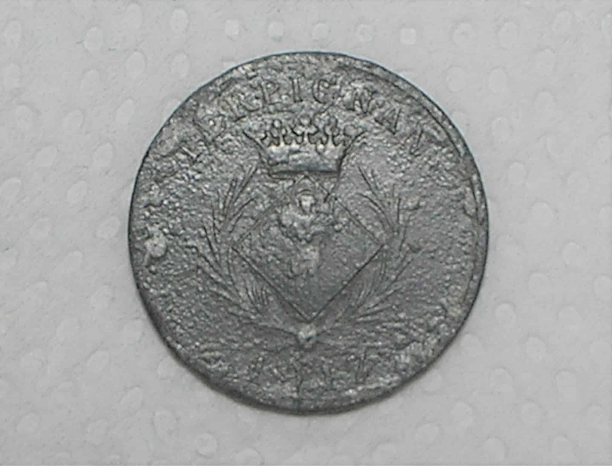 | Casa do Colecionador França) 5 Cents - 1917 - Moeda particular Sindical / Referente a 1ª Guerra / Brass / Anverso: Perpignan1917 e Reverso: Chambre sindicale des commerçants - box34