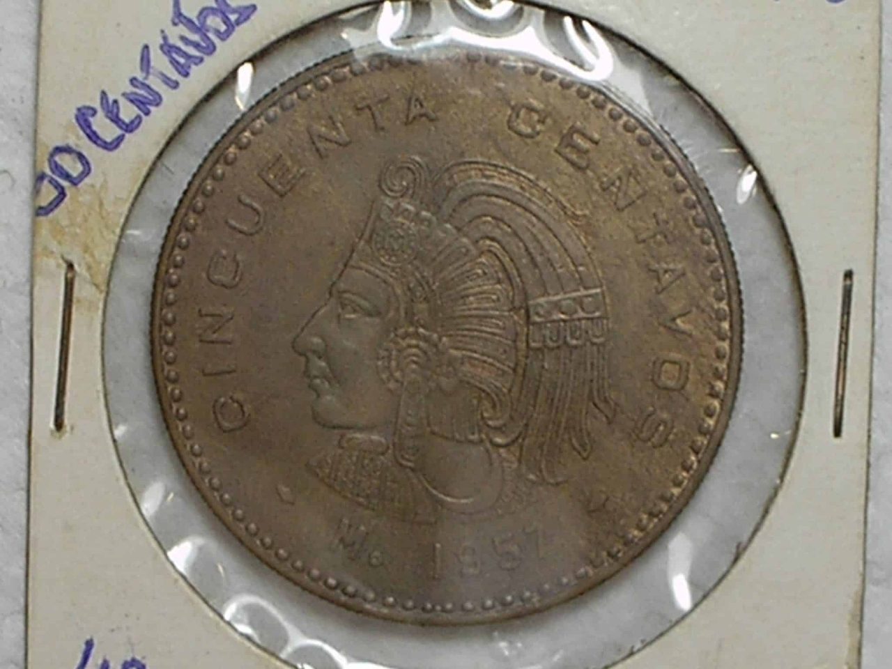 | Casa do Colecionador México) 50 Centavos - 1957 / Bronze / Flor de cunho - raro no estado / box36