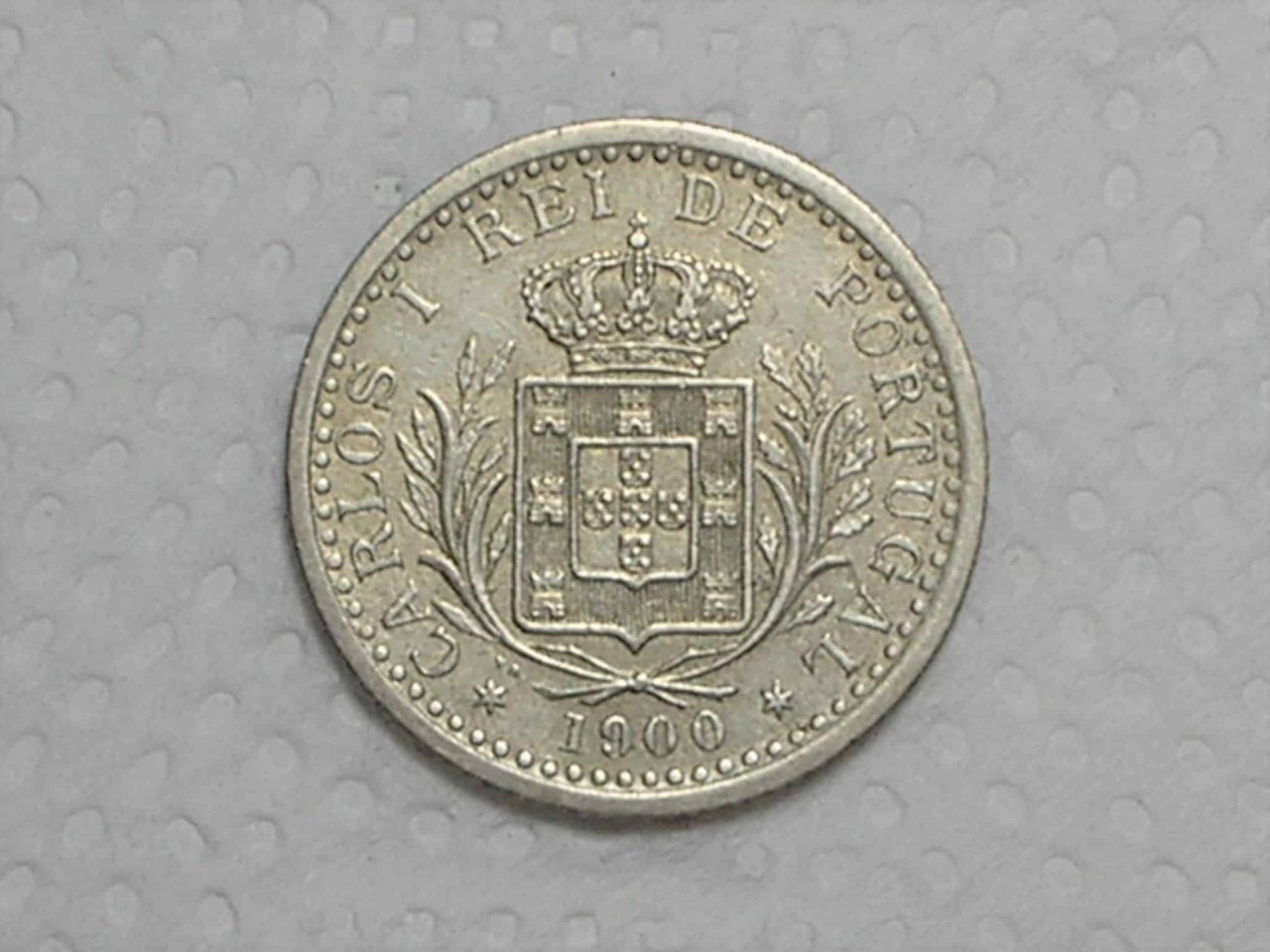| Casa do Colecionador Portugal) 100 Réis - 1900 / Carlos I / Co/Ni / Soberba / box37.1