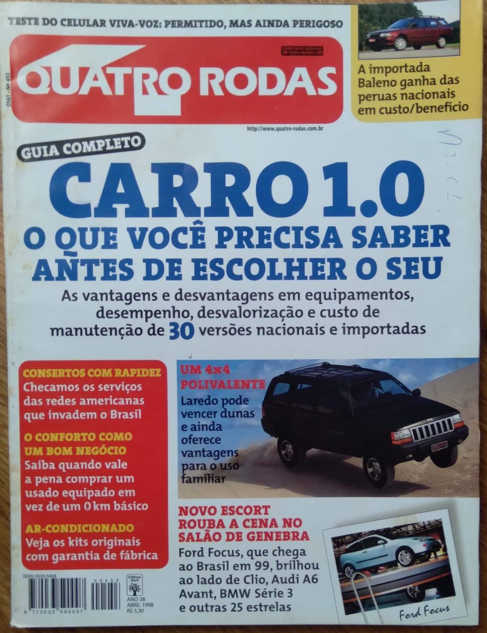 | Casa do Colecionador Revista Quatro Rodas 453. Carro 1.0 manutenção de 30 versões.
