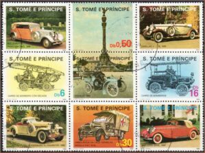 São Tomé e Príncipe - Automóveis - 1986 - Bloco com 4 selos