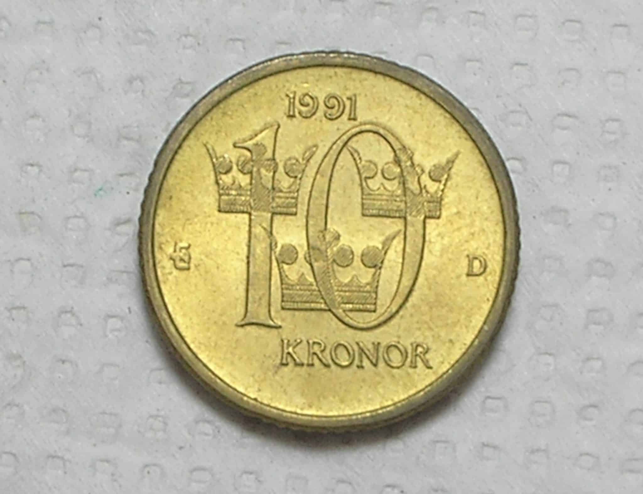 | Casa do Colecionador Suécia) 10 Kronor - 1991 / Co/Al/Zn / Fc / box38
