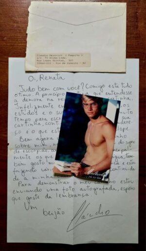 Carta enviada a Fã com foto autografada - Paquito Cláudio (XUXA) Anos 90