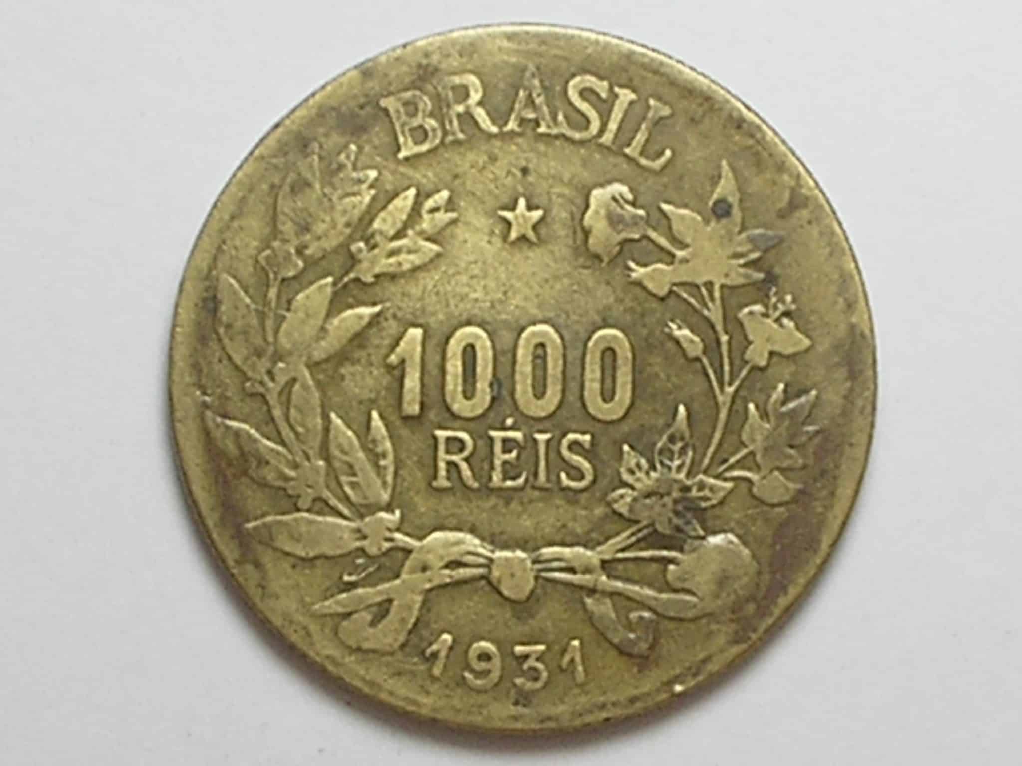 | Casa do Colecionador Escassa Moeda 1.000 Réis - 1931 = Metal Bronze e aluminio