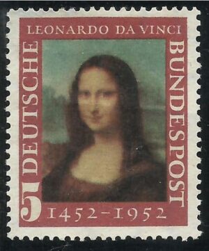 Filatelia Alemanha Ocidental Leonardo Da Vinci Mona Lisa Gioconda 1952 Selo Novo Selos Postais