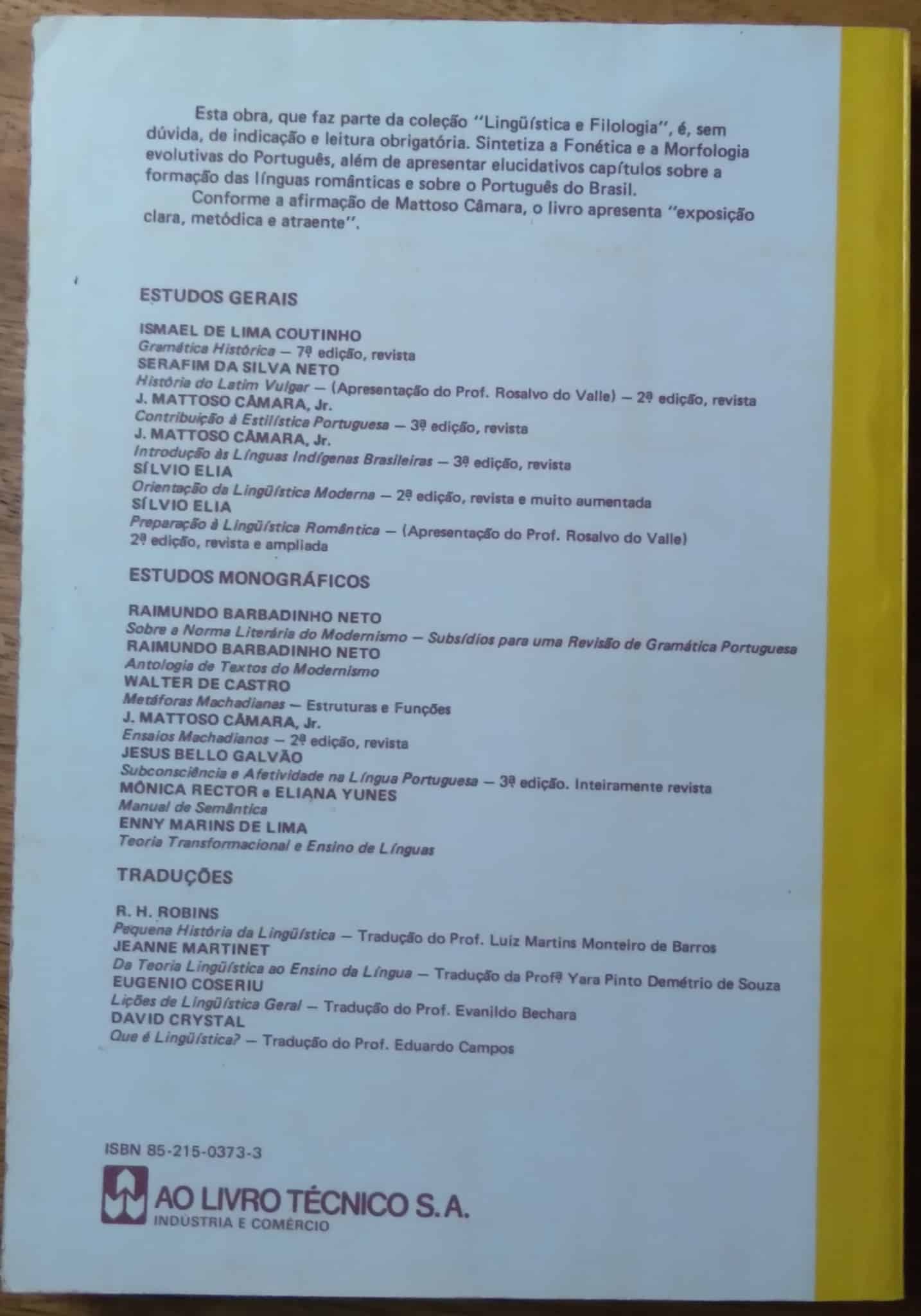 | Casa do Colecionador Livro Gramática Histórica. Ismael de Lima Coutinho. Ao Livro Tecnico