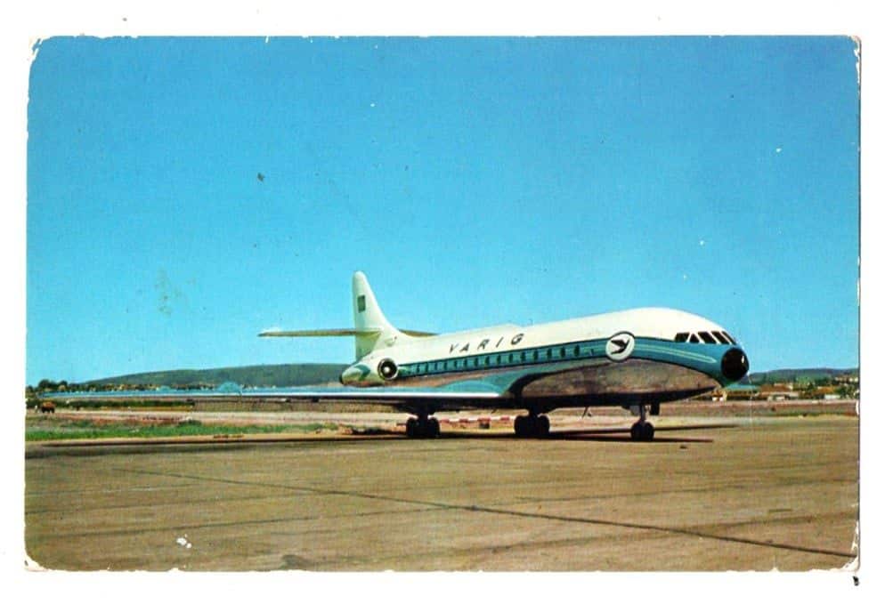 | Casa do Colecionador Cartao Postal Original Varig Caravelle Se-210 - Anos 60