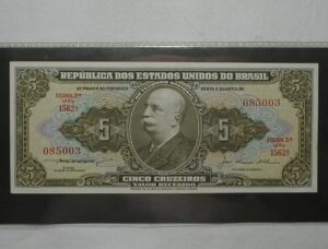 Cédula 5 Cruzeiros C-068 / Barão do Rio Branco / Flor de estampa - Muito dificil aparecer bonita assim / 085003 / Claudionor S. Lemos e Jose M. Alkimim
