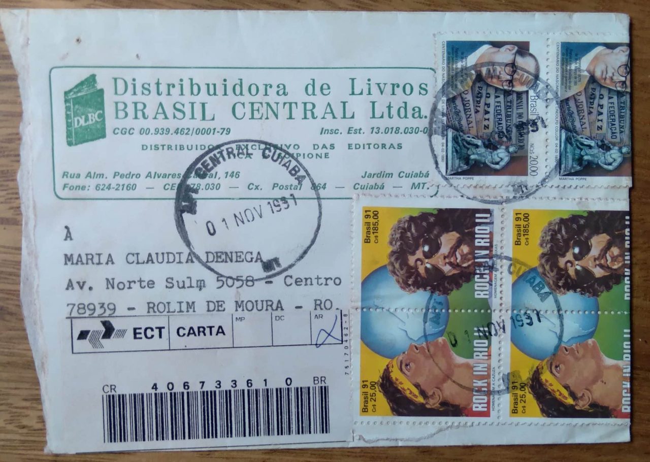 | Casa do Colecionador Envelope viajado Brasil Rock in Rio II. Cazuza e Raul Seixas.