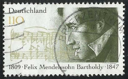 Filatelia Selo Alemanha 1997 Felix Mendelssohn Batholdy Compositor Selos Postais