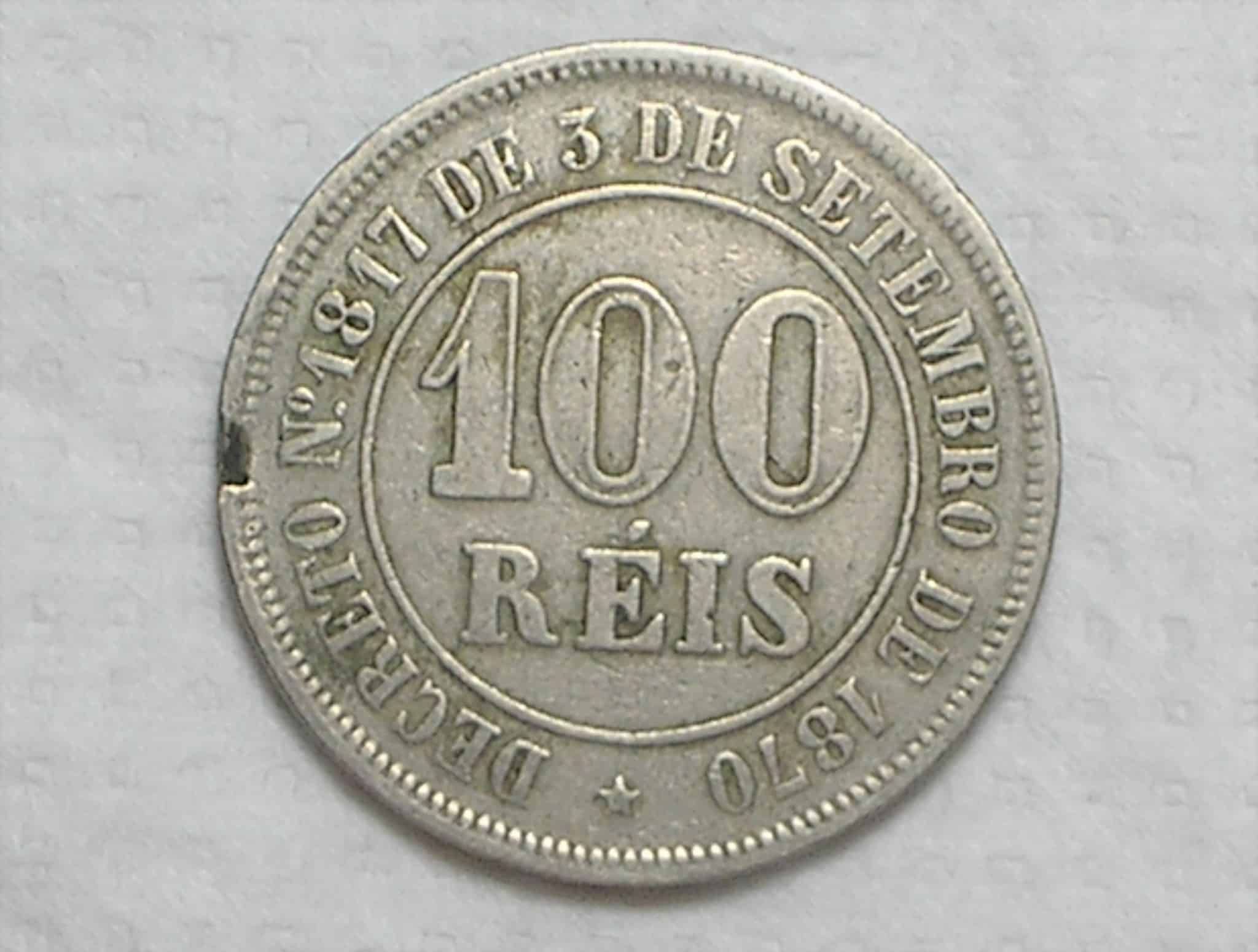 | Casa do Colecionador 100 Réis - 1877 / Niquel / Escassa / m420