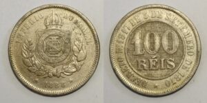 100 réis linhado cu niq 1888