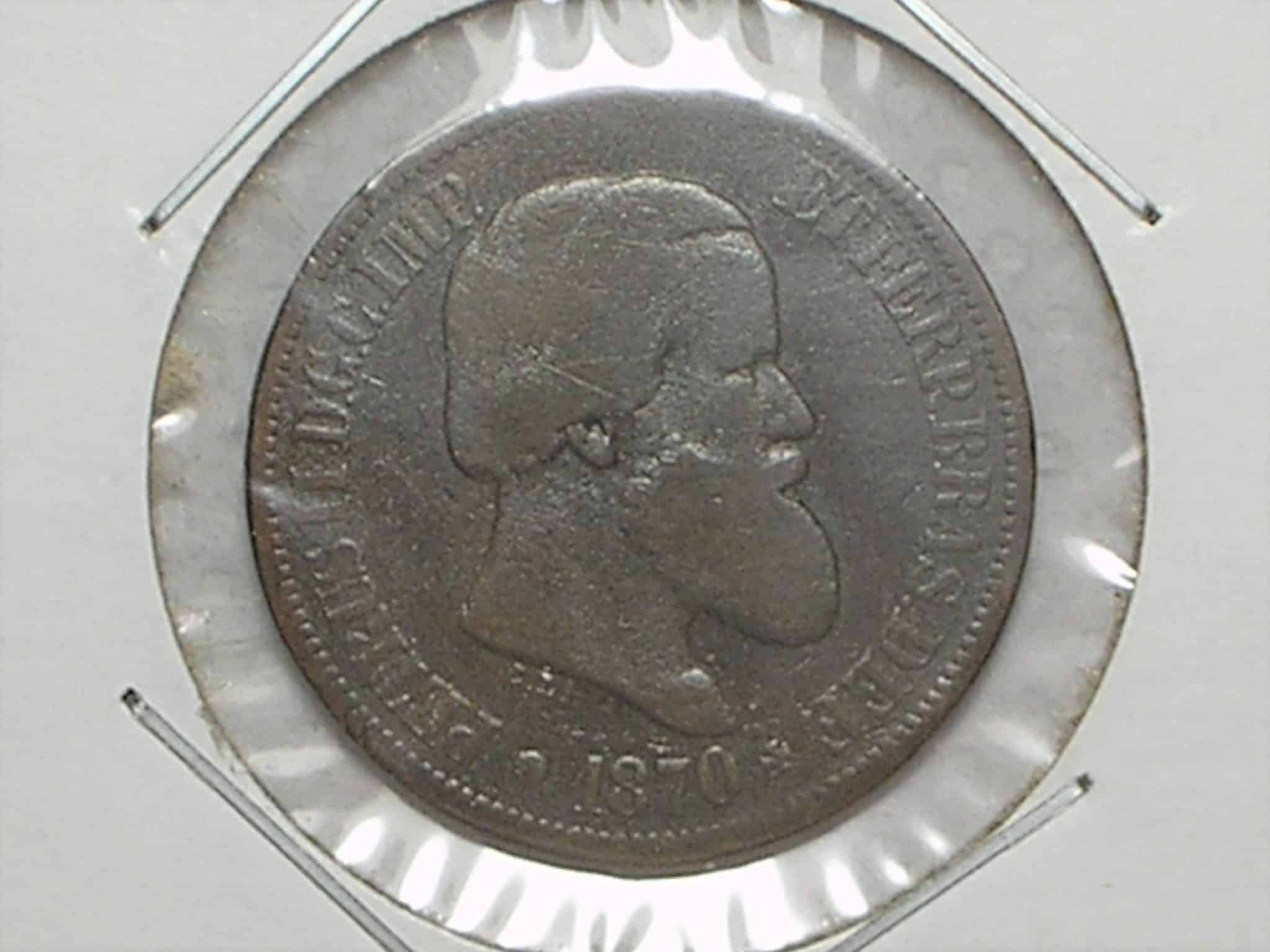 | Casa do Colecionador Brasil - 20 Rs, 1870 em bronze - Data escassa -==- Todas as estrelas aparecendo - linda moeda