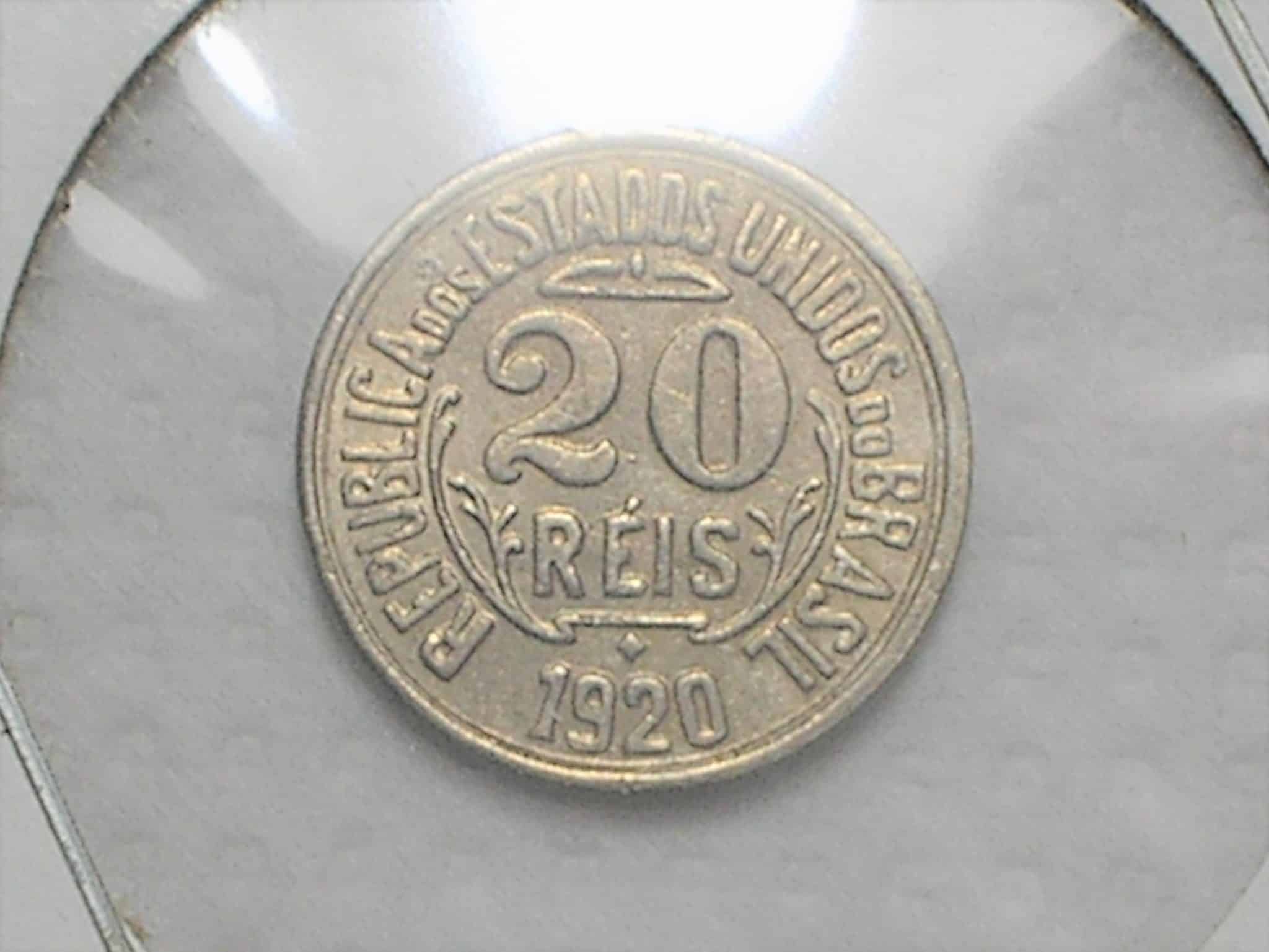 Brasil 20 Rs. 1920 -=- Sob/Flor de cunho