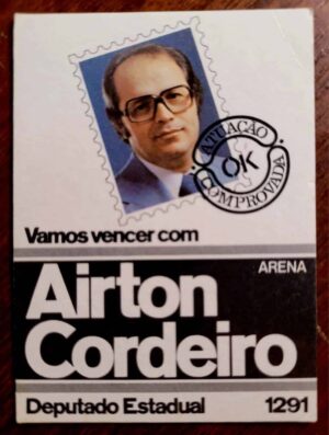 Calendário de Bolso (Tema Política) Airton Cordeiro (Arena) Deputado Estadual - Ano 1978/79